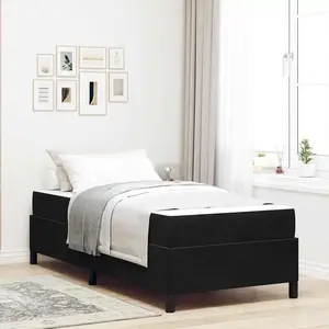 vidaXL Cadre de lit Autre Noir et blanc et noir 90 x 190 cm Velours pas cher
