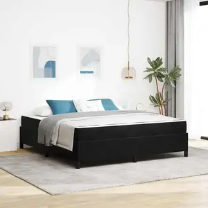 vidaXL Cadre de lit Autre Noir et blanc et noir 180 x 200 cm Velours pas cher