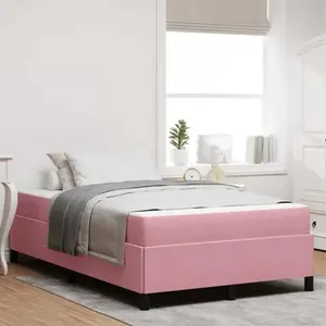 vidaXL Cadre de lit Autre Rose et blanc 120 x 190 cm Velours pas cher