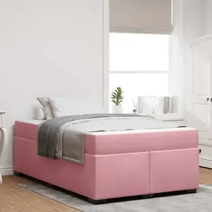 vidaXL Cadre de lit avec matelas Autre Rose 120 x 200 cm Velours