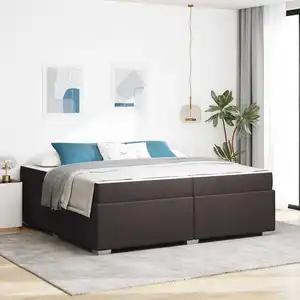 vidaXL Cadre de lit Autre Marron foncé 200 x 200 cm tissu pas cher