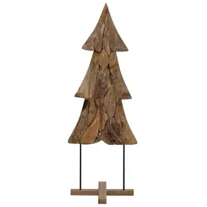 Comparateur de prix : Sapin de Noël avec support Marron 90 cm Bois de teck solide vidaXL