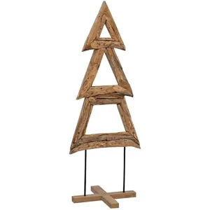 vidaXL Vidaxl Sapin De Noël Avec Support Marron 90 Cm Bois De Teck Sol... pas cher
