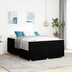 vidaXL Cadre de lit avec matelas Autre Noir 160 x 200 cm tissu pas cher