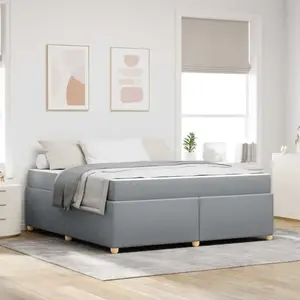 vidaXL Cadre de lit avec matelas Autre Gris clair 180 x 200 cm tissu pas cher