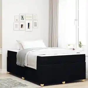 vidaXL Cadre de lit avec matelas Autre Noir 120 x 200 cm tissu pas cher