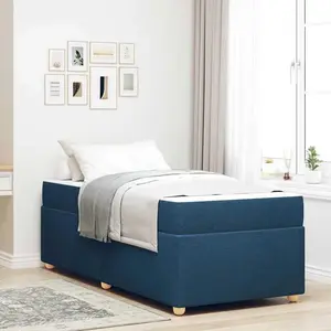 vidaXL Cadre de lit avec matelas Autre Bleu 80 x 200 cm tissu pas cher