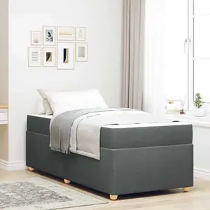 vidaXL Cadre de lit avec matelas Autre Gris foncé 90 x 190 cm tissu pas cher