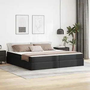 vidaXL Lit avec rangement et matelas avec matelas Noir 200 x 200 cm pas cher