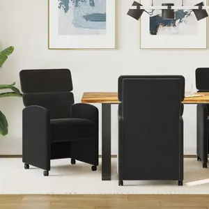 vidaXL Chaises de Salle à Manger avec Roues 2 pcs Noir 58 x 65 x 98 cm pas cher
