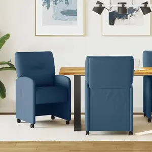 vidaXL Chaises de Salle à Manger avec Roues 2 pcs Bleu 57 x 67 x 95 cm pas cher