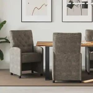 vidaXL Chaises de Salle à Manger avec Roues 2 pcs Gris foncé pas cher