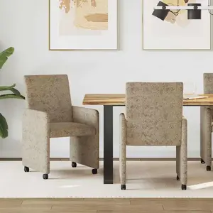 vidaXL Chaises de Salle à Manger avec Roues 2 pcs Gris clair pas cher
