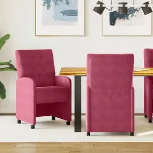 vidaXL Chaises de Salle à Manger avec Roues 2 pcs Bordeaux Velours pas cher