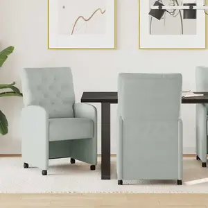 vidaXL Chaises de Salle à Manger avec Roues 2 pcs Gris clair Velours pas cher