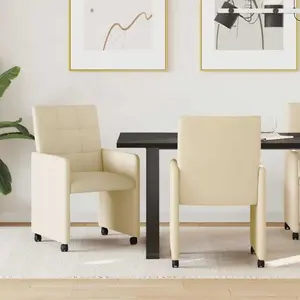 Chaises De Salle À Manger Avec Roues Avec Des Roues 2 Pcs Crème Vidaxl pas cher