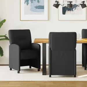 vidaXL Chaises de Salle à Manger avec Roues 2 pcs Noir 57 x 67 x 95 cm pas cher