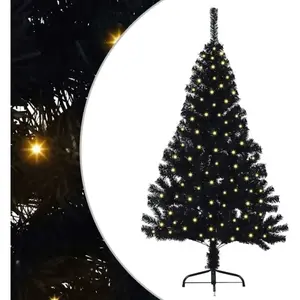 vidaXL Vidaxl Sapin De Noël Artificiel Pré-Éclairé Noir 150 Cm Pvc pas cher