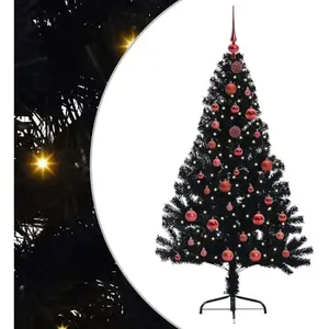 vidaXL Vidaxl Sapin De Noël Artificiel Pré-Éclairé Noir 150 Cm Pvc pas cher