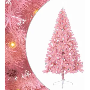 vidaXL Vidaxl Sapin De Noël Artificiel Pré-Éclairé Rose 240 Cm Pvc pas cher
