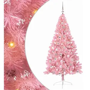 vidaXL Vidaxl Sapin De Noël Artificiel Pré-Éclairé Rose 180 Cm Pvc pas cher