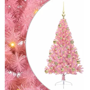 vidaXL Vidaxl Sapin De Noël Artificiel Pré-Éclairé Rose 120 Cm Pvc pas cher