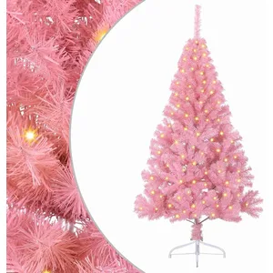 vidaXL Vidaxl Sapin De Noël Artificiel Pré-Éclairé Rose 150 Cm Pvc pas cher