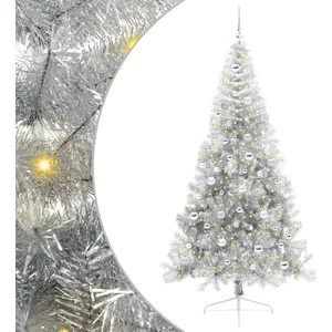 vidaXL Vidaxl Sapin De Noël Artificiel Pré-Éclairé Argent 210 Cm Pet pas cher