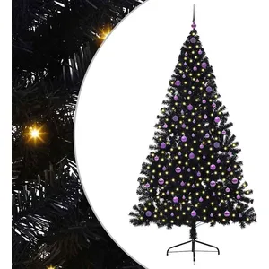 vidaXL Vidaxl Sapin De Noël Artificiel Pré-Éclairé Noir 240 Cm Pvc pas cher