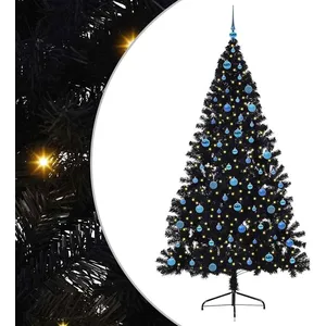 vidaXL Vidaxl Sapin De Noël Artificiel Pré-Éclairé Noir 240 Cm Pvc pas cher