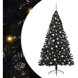 vidaXL Vidaxl Sapin De Noël Artificiel Pré-Éclairé Noir 240 Cm Pvc pas cher