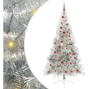 vidaXL Vidaxl Sapin De Noël Artificiel Pré-Éclairé Argent 210 Cm Pet pas cher