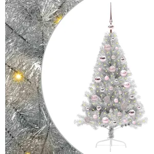 vidaXL Vidaxl Sapin De Noël Artificiel Pré-Éclairé Argent 120 Cm Pet