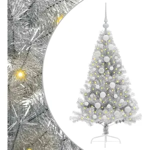 vidaXL Vidaxl Sapin De Noël Artificiel Pré-Éclairé Argent 120 Cm Pet