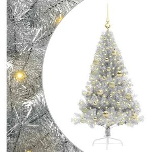 vidaXL Vidaxl Sapin De Noël Artificiel Pré-Éclairé Argent 120 Cm Pet pas cher