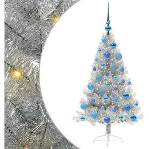 vidaXL Vidaxl Sapin De Noël Artificiel Pré-Éclairé Argent 120 Cm Pet pas cher