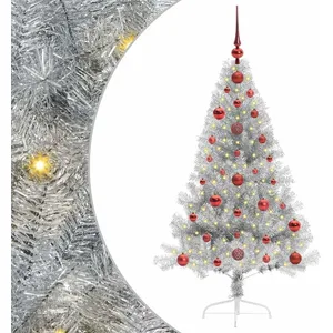 vidaXL Vidaxl Sapin De Noël Artificiel Pré-Éclairé Argent 120 Cm Pet pas cher