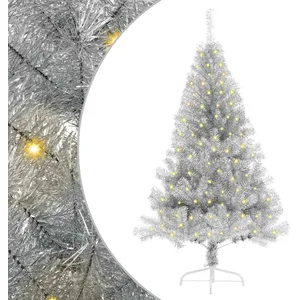 vidaXL Vidaxl Sapin De Noël Artificiel Pré-Éclairé Argent 150 Cm Pet pas cher