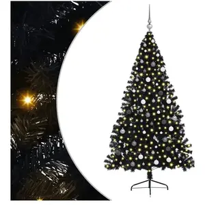 vidaXL Vidaxl Sapin De Noël Artificiel Noir 210 Cm Pvc pas cher