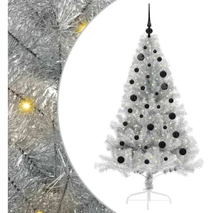 vidaXL Vidaxl Sapin De Noël Artificiel Pré-Éclairé Argent 150 Cm Pet pas cher