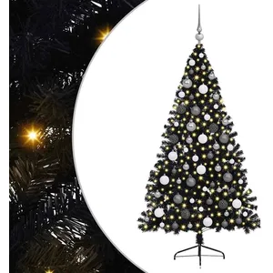 vidaXL Vidaxl Sapin De Noël Artificiel Pré-Éclairé Noir 180 Cm Pvc pas cher