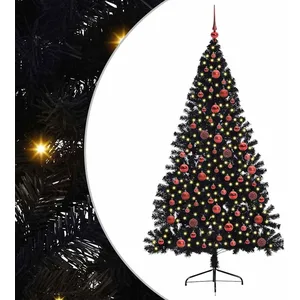 vidaXL Vidaxl Sapin De Noël Artificiel Pré-Éclairé Noir 180 Cm Pvc pas cher