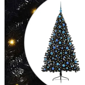 vidaXL Vidaxl Sapin De Noël Artificiel Pré-Éclairé Noir 180 Cm Pvc pas cher