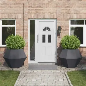 vidaXL Jardinière 2 pcs Anthracite 100 x 100 x 80 cm Acier pas cher