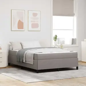 vidaXL Lit à ressorts Taupe, Noir 160 x 200 cm Tissu, Bois Engineered pas cher