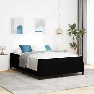 vidaXL Lit à ressorts Noir, Noir 160 x 200 cm Tissu, Bois Engineered pas cher