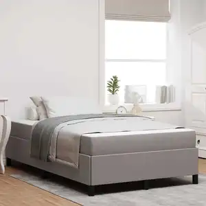 vidaXL Lit à ressorts Taupe, Noir 120 x 190 cm Tissu, Bois Engineered pas cher