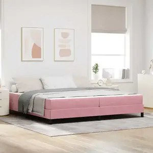 vidaXL Vidaxl Lit Boxspring Avec Matelas Rose 200 X 200 Cm Velours pas cher