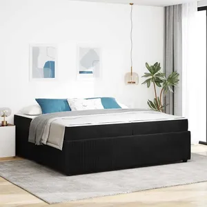 vidaXL Cadre de lit avec matelas Noir 200 x 200 cm Velours pas cher
