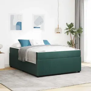 vidaXL Cadre de lit avec matelas Autre Vert foncé 160 x 200 cm Velours pas cher